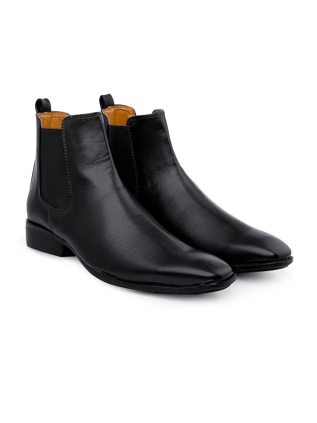 

INVICTUS Men Square Toe Mid-Top Formal Chelsea Boots, Black