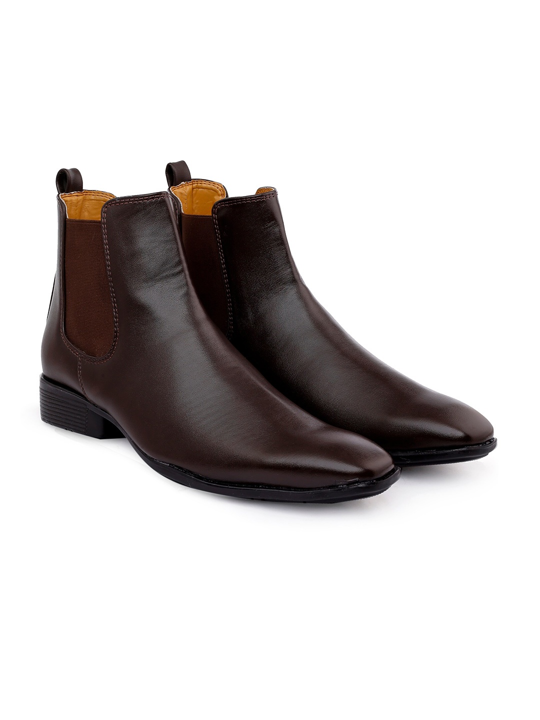 

INVICTUS Men Square Toe Mid-Top Formal Chelsea Boots, Brown
