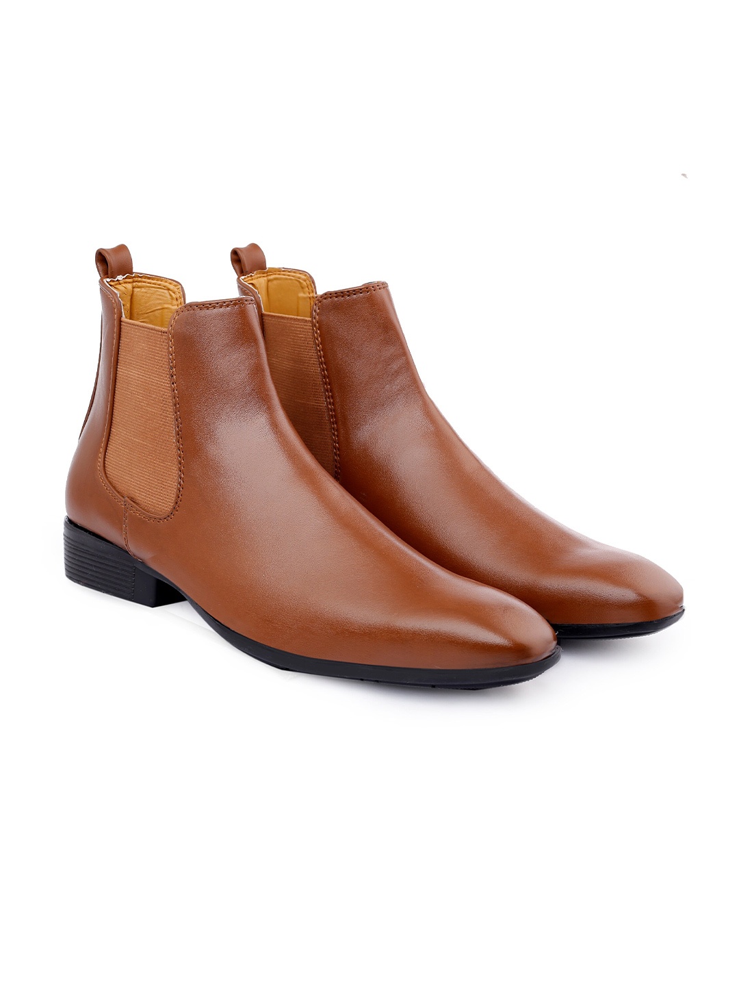 

INVICTUS Men Square Toe Mid-Top Formal Chelsea Boots, Tan