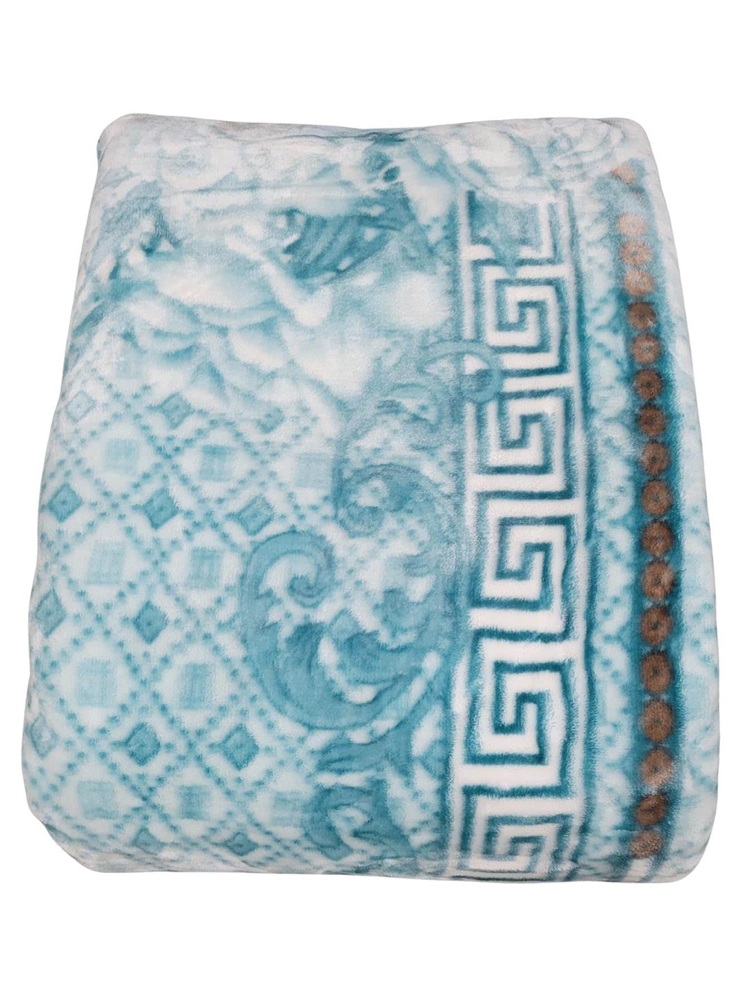 

Signature Turquoise Floral Heavy Winter Double Bed Blanket, White