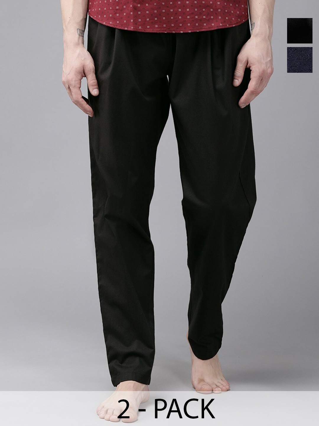 

See Designs Men Pack Of 2 Pure Cotton Pyjamas, Black
