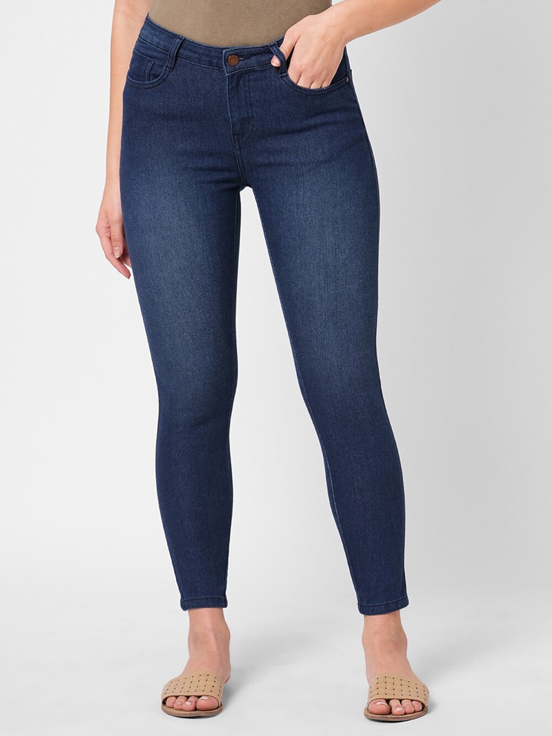 

Harvard Women Skinny Fit Mid Rise Clean Look Stretchable Jeans, Blue