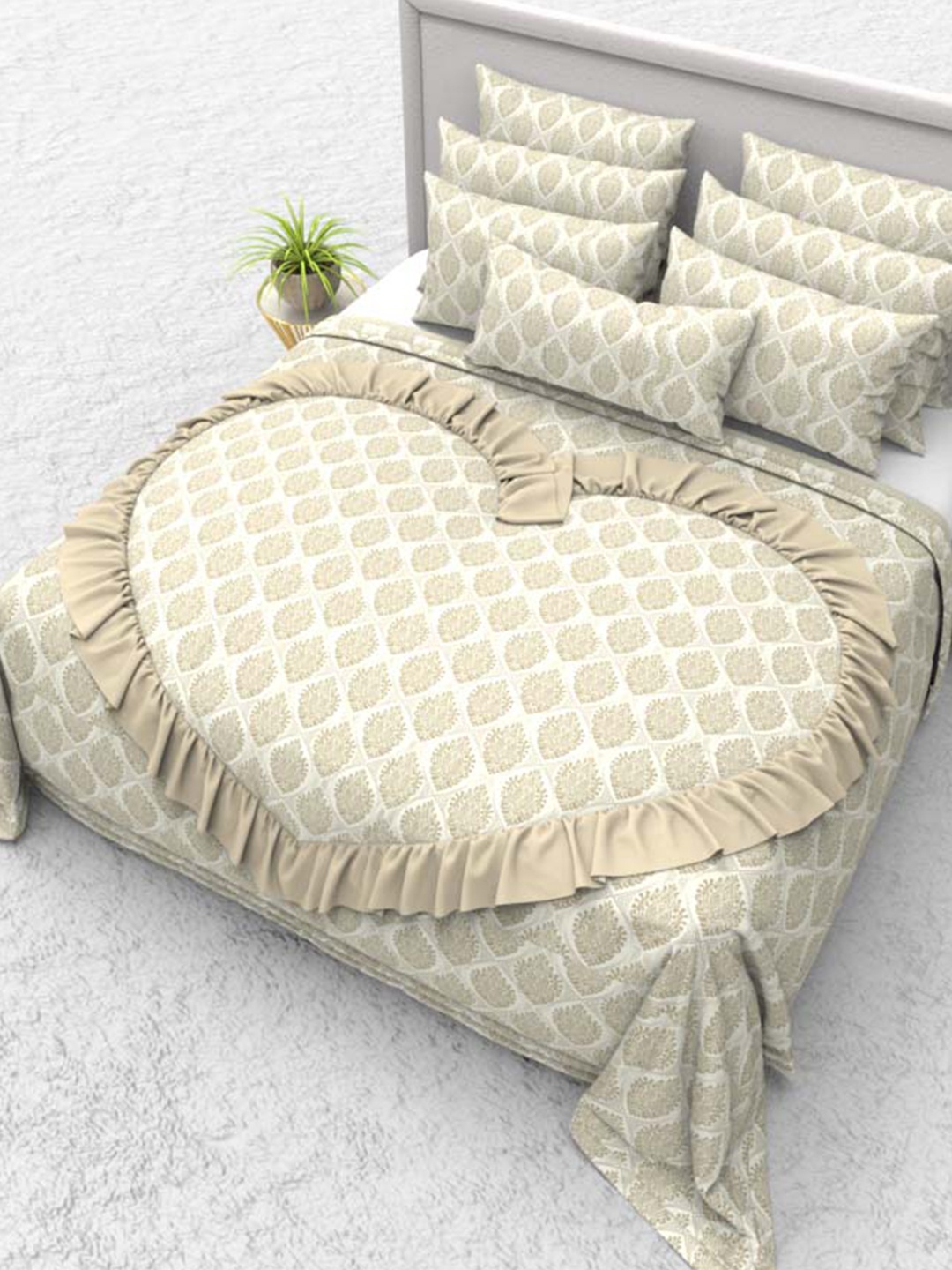 

THE WHITE MOSS Beige & White 3 Pieces AC Room 150 GSM Double Bed Comforter