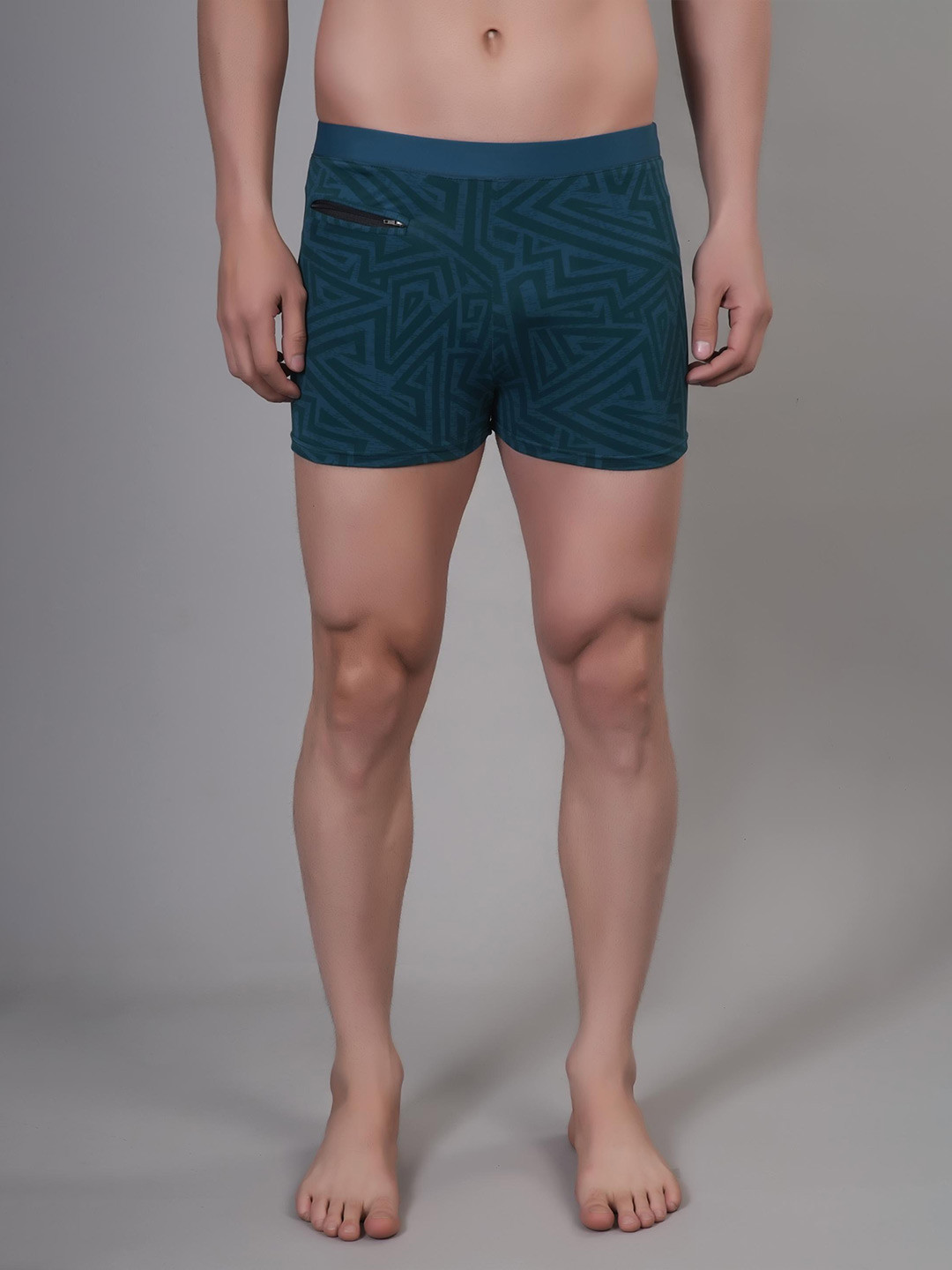 

Apraa & Parma Men Printed Slim-Fit Swim Bottoms, Teal