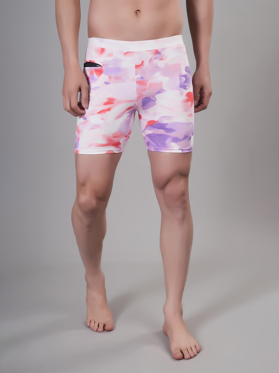 Apraa & Parma Men Printed Slim-Fit Swim Shorts, White