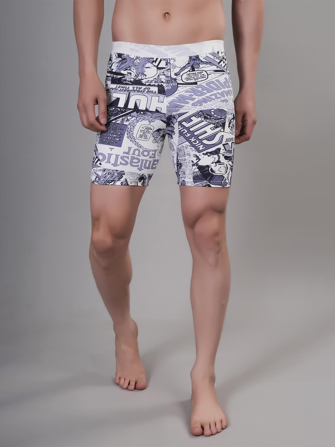 

Apraa & Parma Men Printed Slim Fit Swim Shorts, White