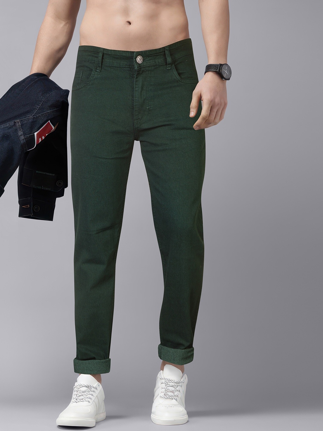 

Jb Just BLACK Men Urban Slim Clean Look Acid Wash Cotton Stretchable Jeans, Green