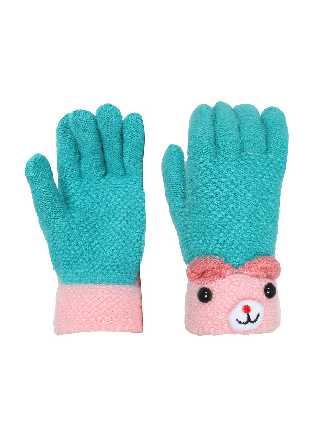 

FabSeasons Kids Patterned Acrylic Wool Winter Gloves, Green