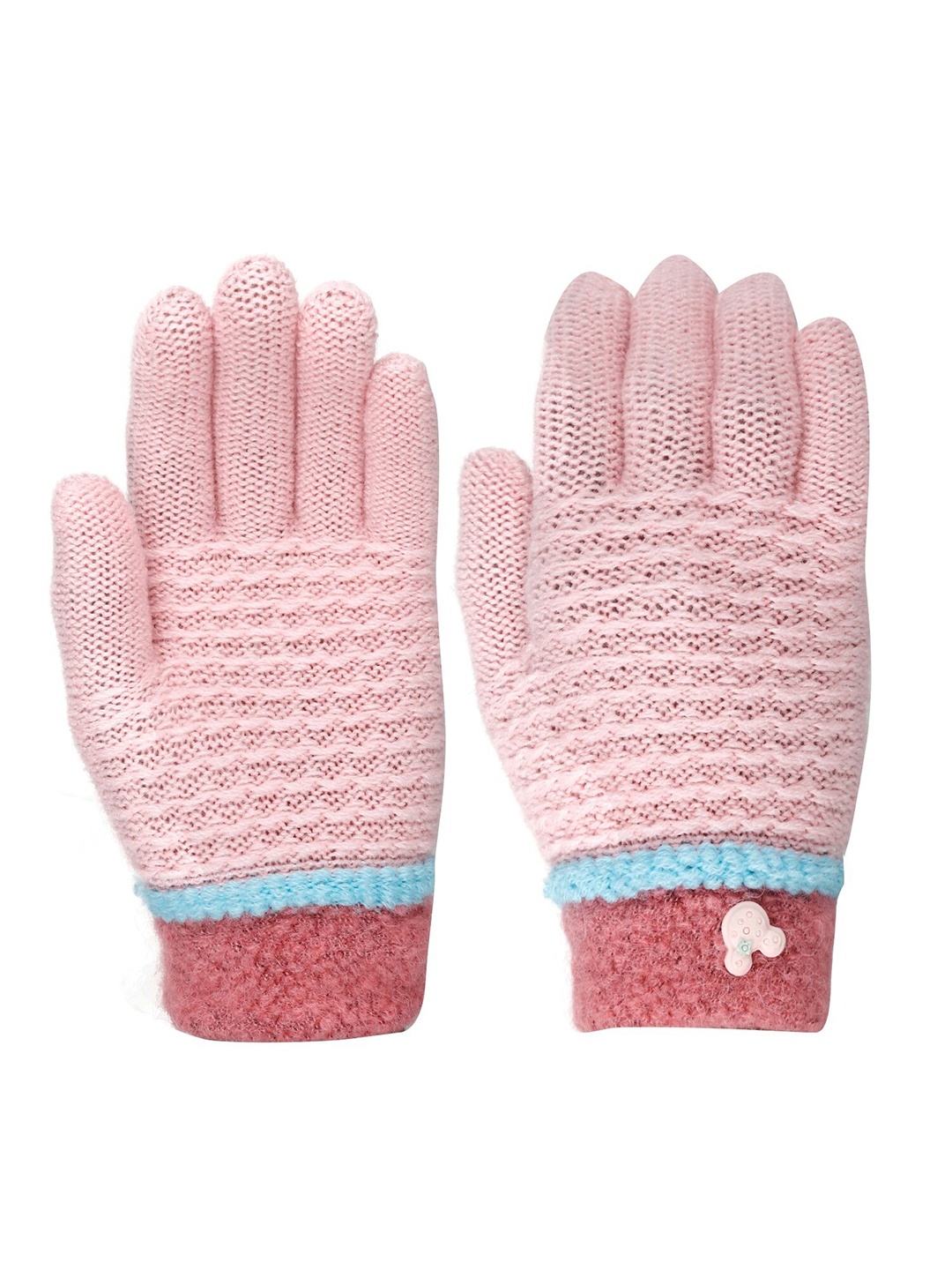 

FabSeasons Kids Patterned Acrylic Woollen Warm Winter Gloves, Pink
