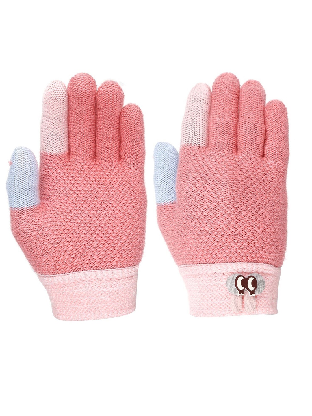 

FabSeasons Kids Patterned Acrylic Woollen Winter Gloves, Peach