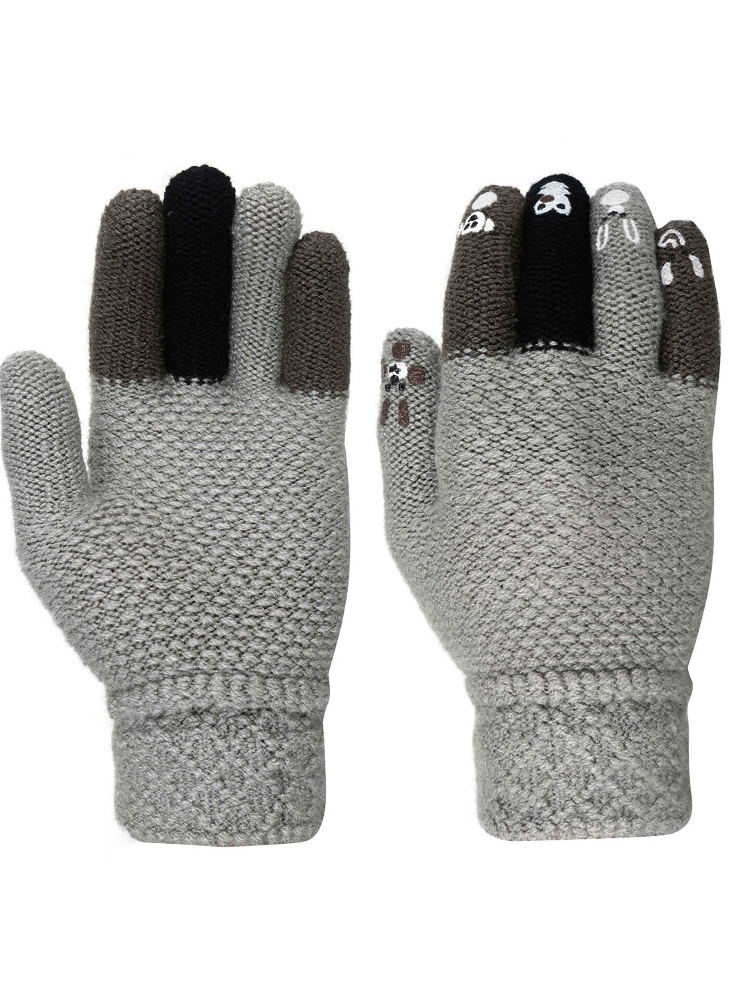 

FabSeasons Kids Patterned Acrylic Wool Winter Gloves, Grey