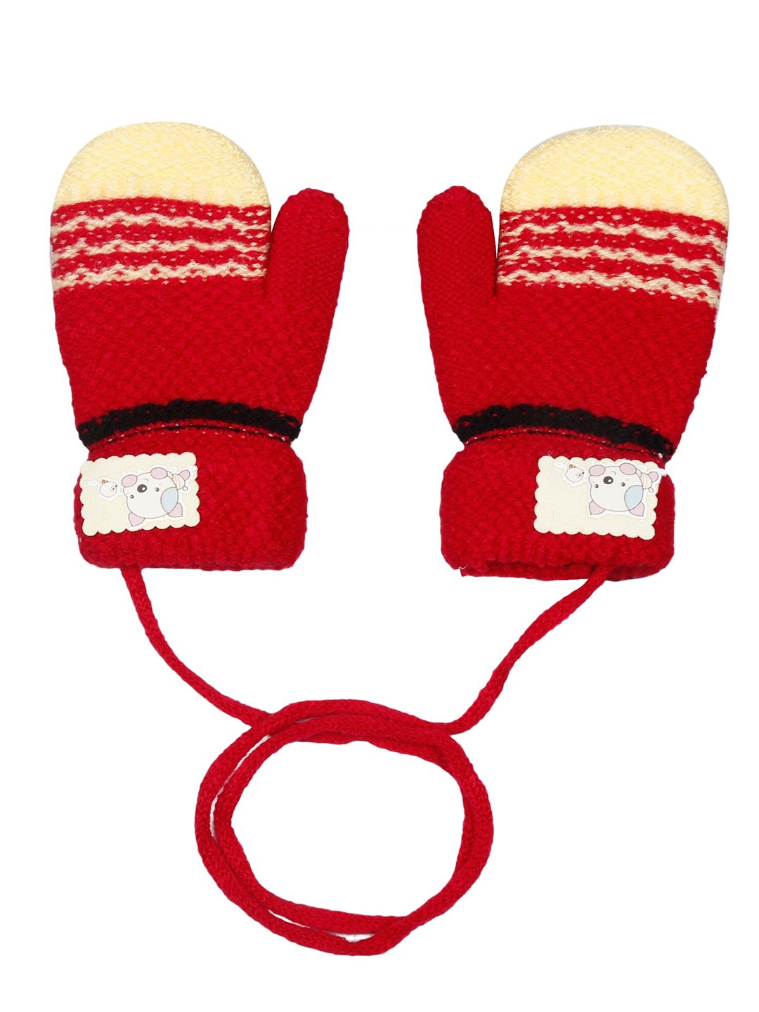 

FabSeasons Kids Patterned Acrylic Wool Winter Gloves, Red