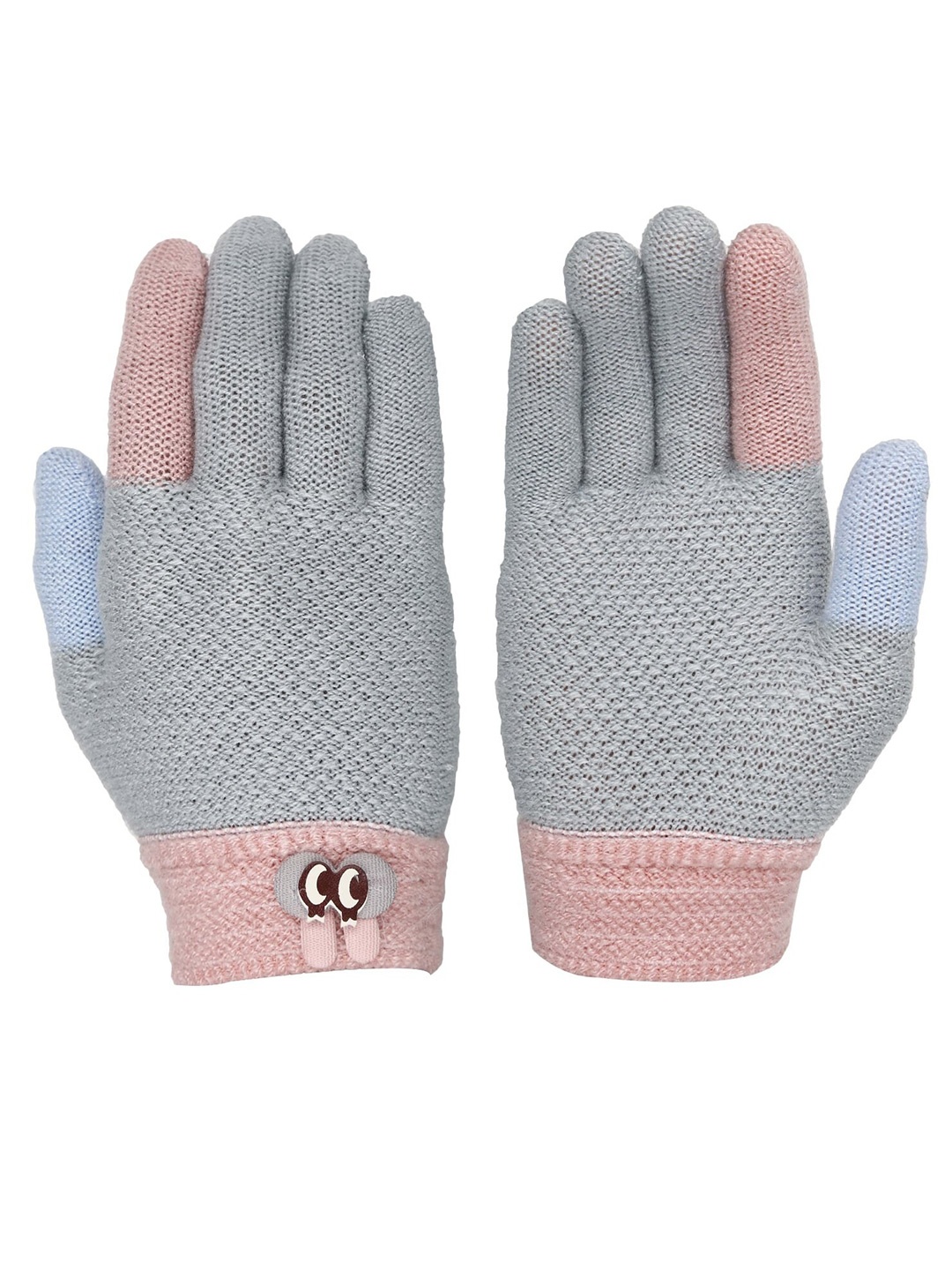 

FabSeasons Kids Patterned Acrylic Woollen Winter Gloves, Grey