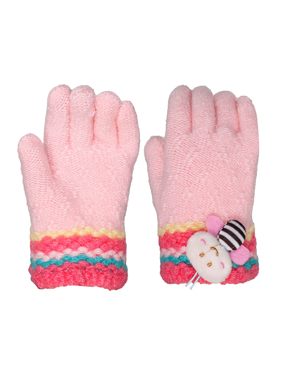 

FabSeasons Girls Patterned Acrylic Wool Winter Gloves, Pink