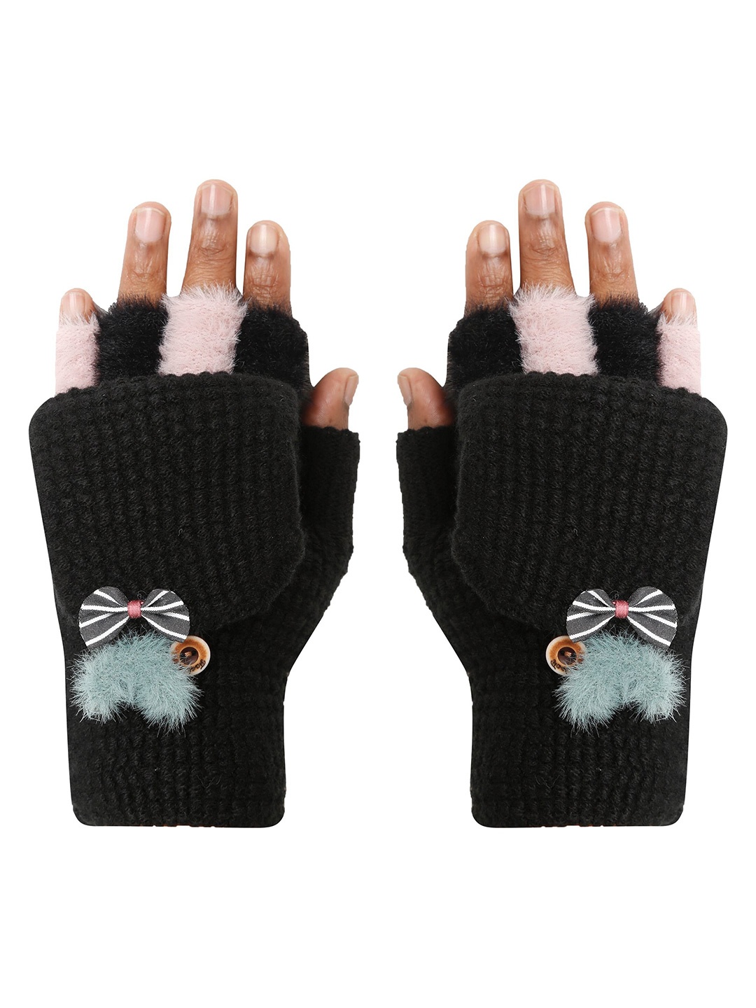 

FabSeasons Kids Fingerless Winter Gloves, Black