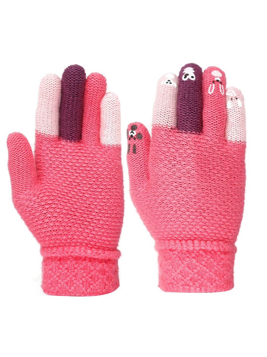 

FabSeasons Kids Patterned Winter Gloves, Pink
