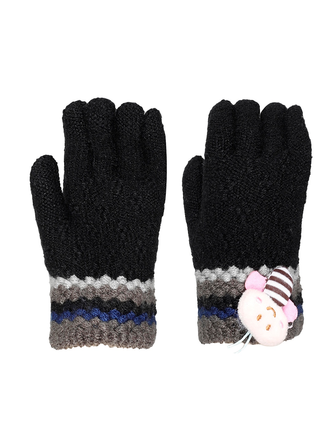 

FabSeasons Kids Patterned Acrylic Wool Winter Gloves, Black