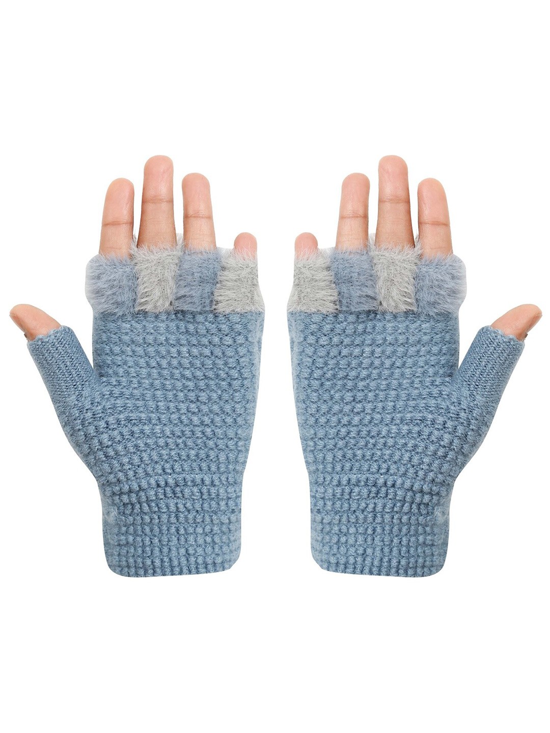 

FabSeasons Kids Patterned Acrylic Wool Winter Gloves, Blue