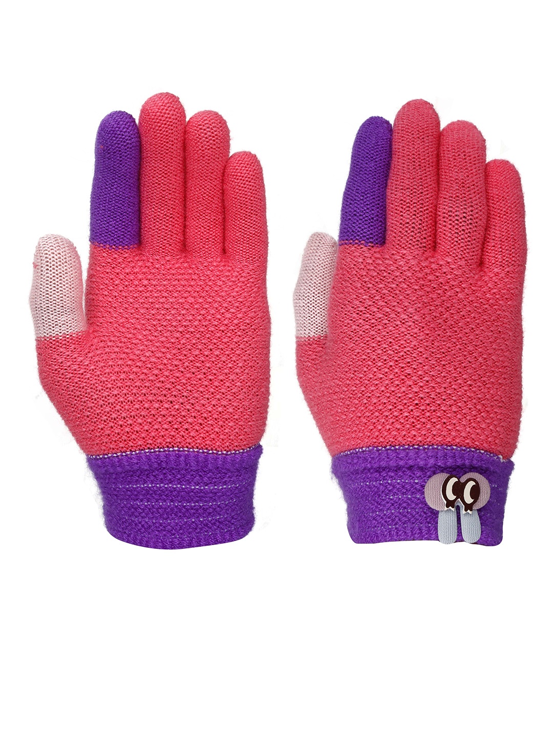 

FabSeasons Kids Patterned Acrylic Wool Winter Gloves, Pink