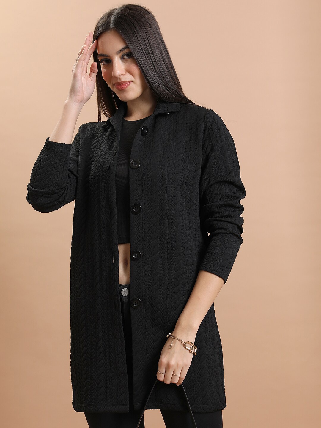 

Tokyo Talkies Black Cable Knit Longline Cardigan