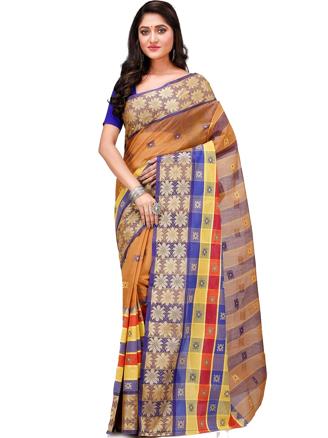 

DipDiya Ethnic Pure Cotton Taant Saree, Brown