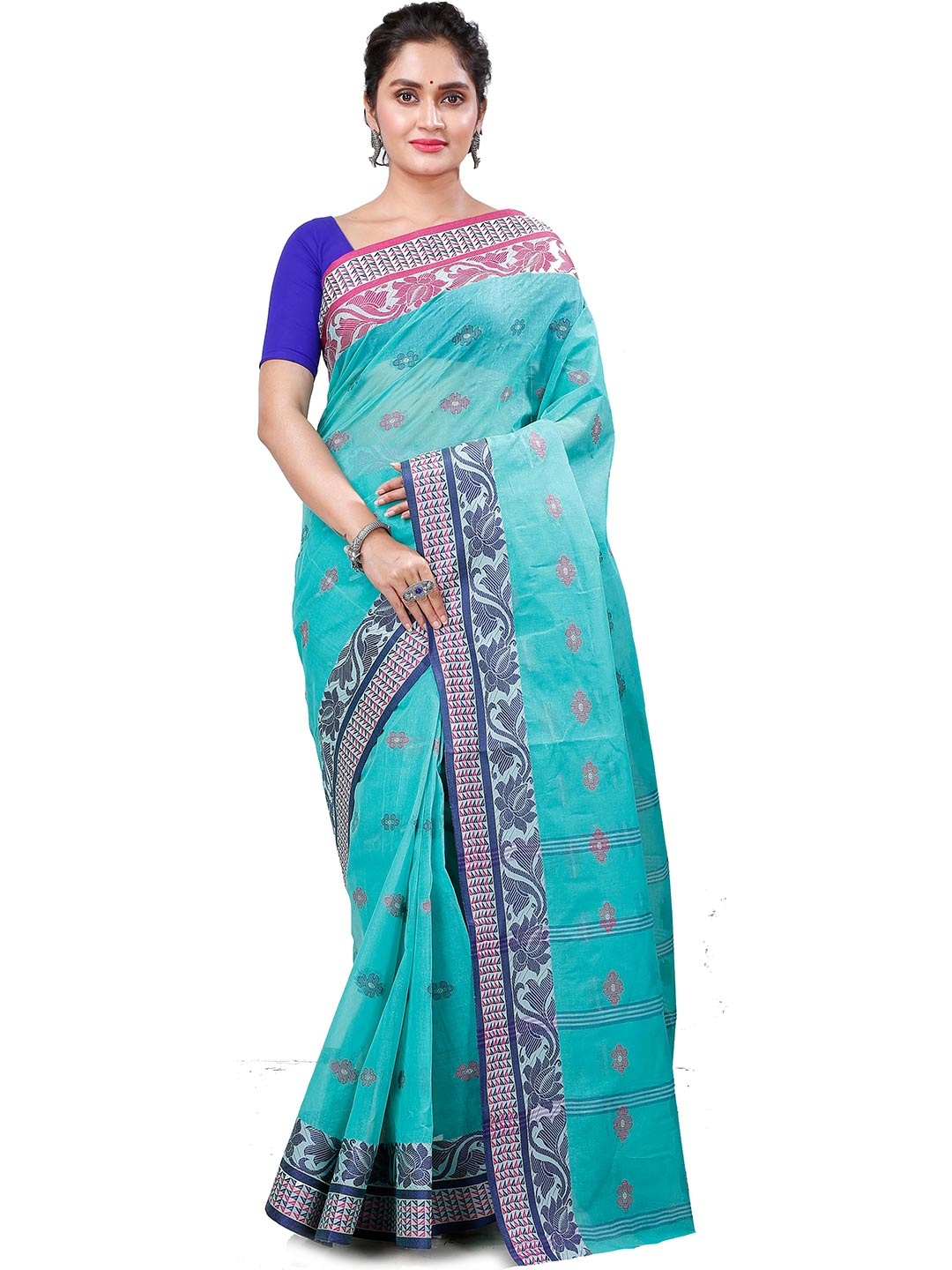 

DipDiya Ethnic Pure Cotton Handloom Taant Saree, Green