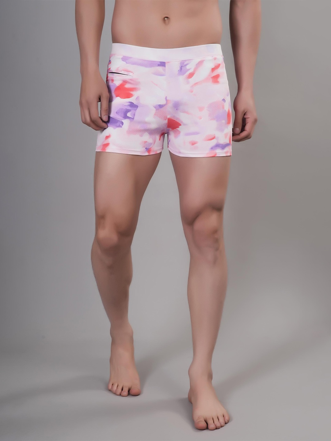 

Apraa & Parma Men Printed Slim Fit Swim Shorts, Pink