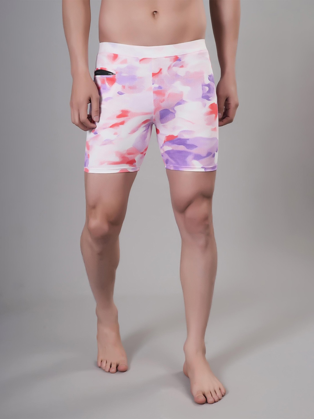 

Apraa & Parma Men Printed Slim Fit Swim Shorts, Pink