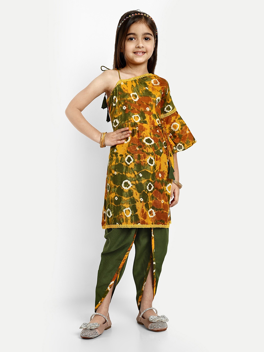 

BAESD Girls Dyed Kurta With Dhoti Pant, Yellow