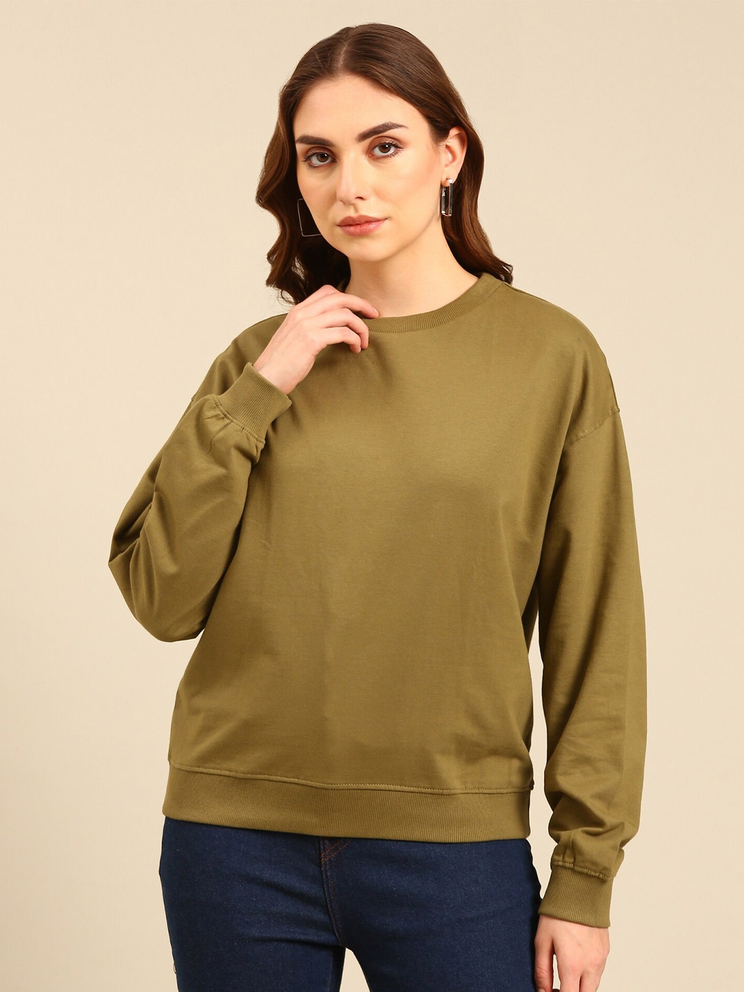 

recast Oversized Pure Cotton Pullover Sweatshirt, Olive