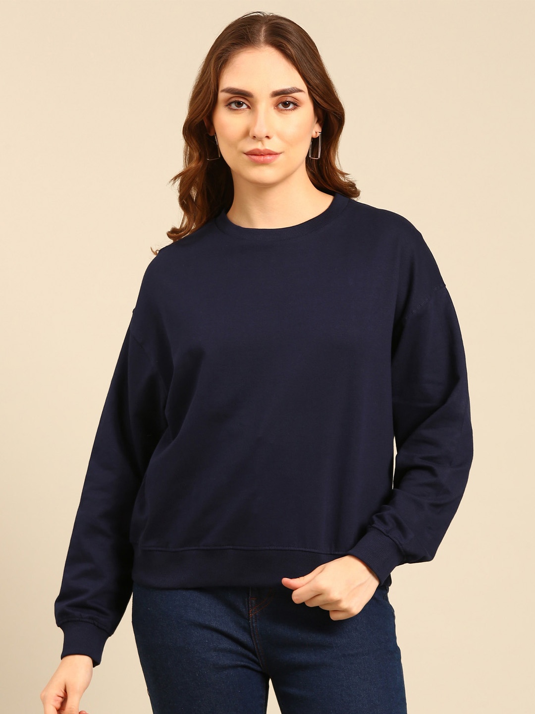 

recast Oversized Pure Cotton Pullover Sweatshirt, Navy blue