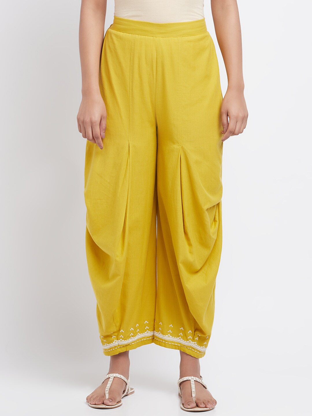 

W Women Yellow Pleated Jodhpuris Trouser