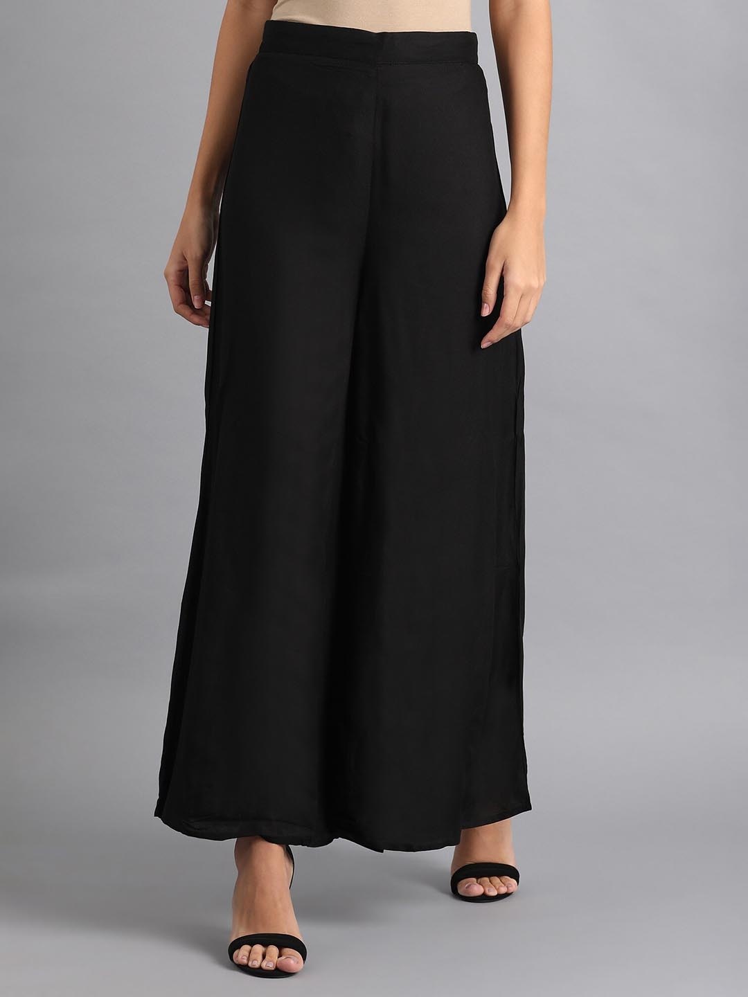 

W Women Black Wide Leg Palazzos