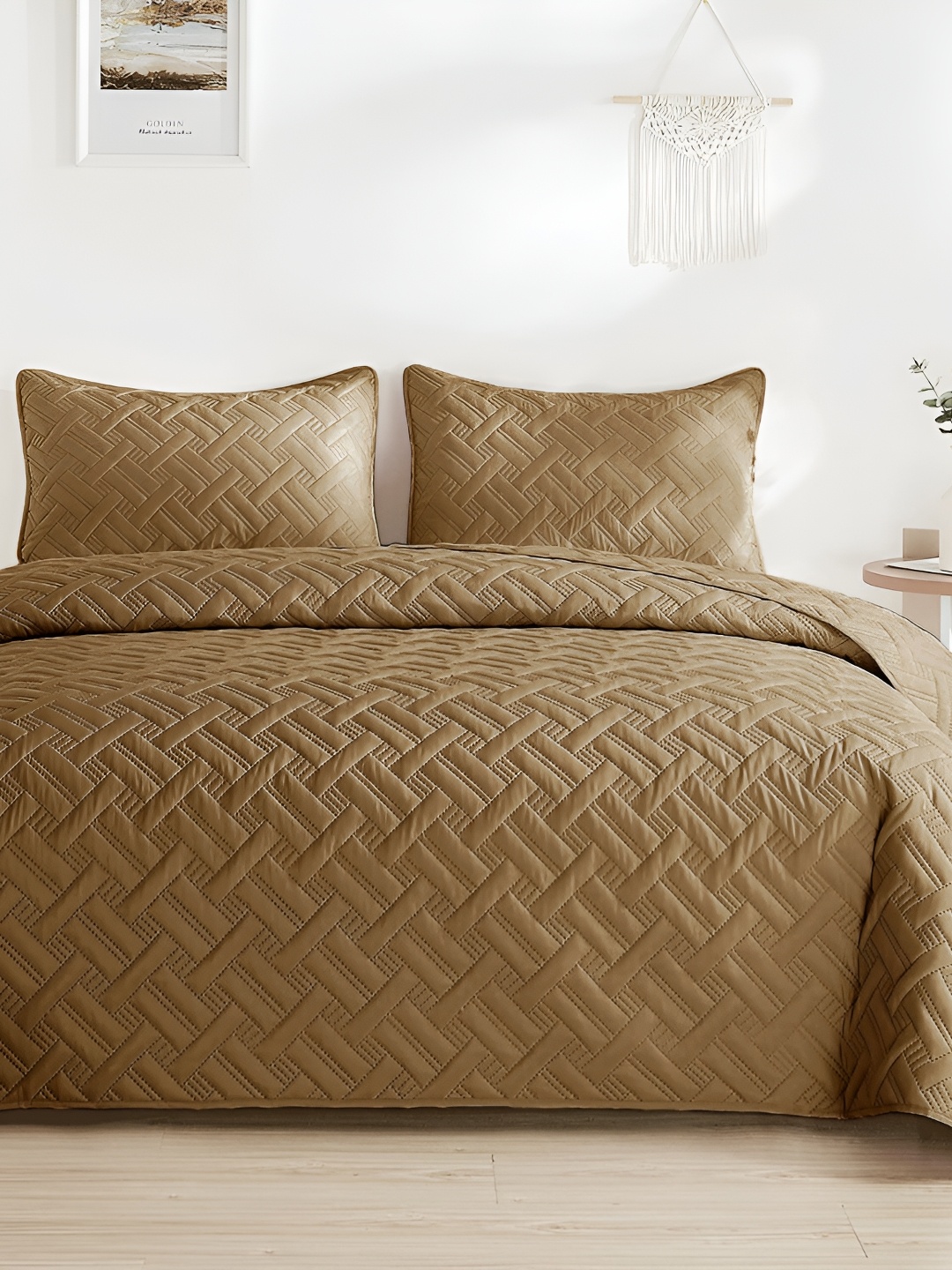 

bsb home Camel Brown Cotton Double King Superfine Bedding Set