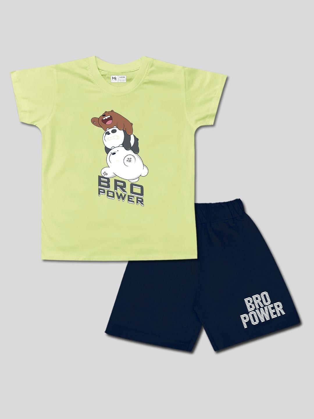

Minute Mirth Boys Graphic Printed Pure Cotton T-Shirt & Shorts, Green