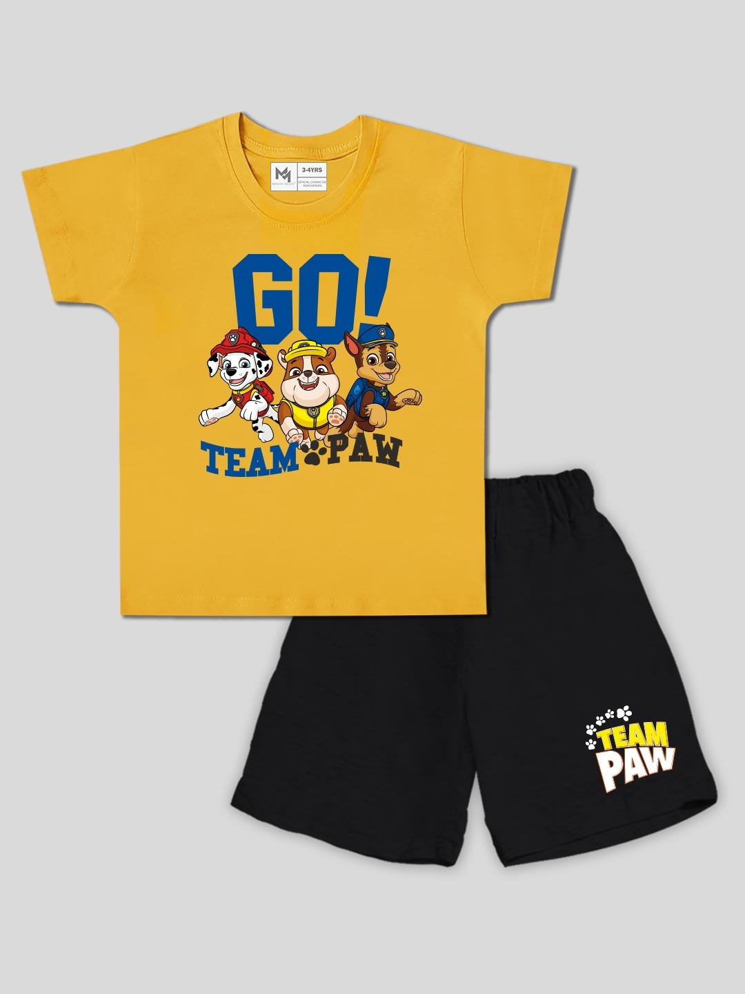 

Minute Mirth Boys Paw Patrol Printed Pure Cotton T-Shirt & Shorts, Yellow