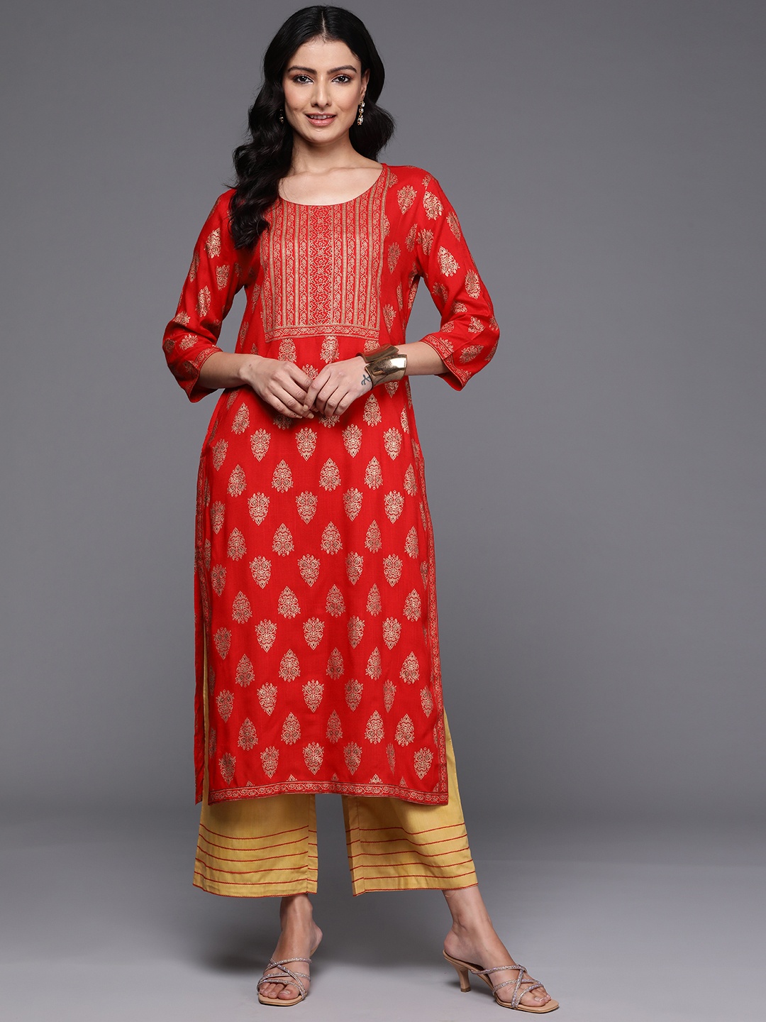 

Indo Era Ethnic Motifs Printed Kurta, Red