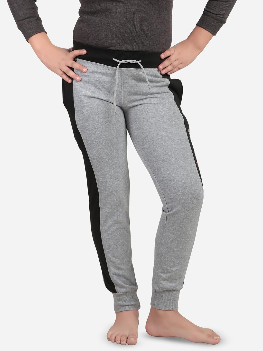 

Bodycare Boys Printed Mid-Rise Lounge Pants, Grey melange