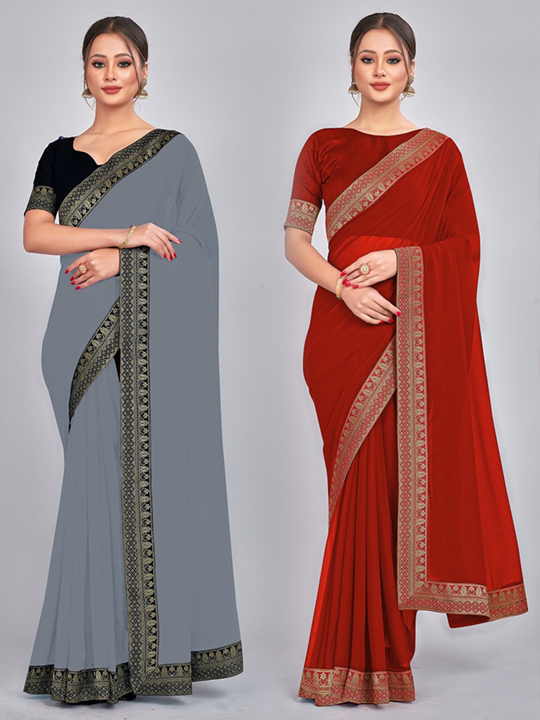 

CastilloFab Woven Design Pure Georgette Saree, Grey