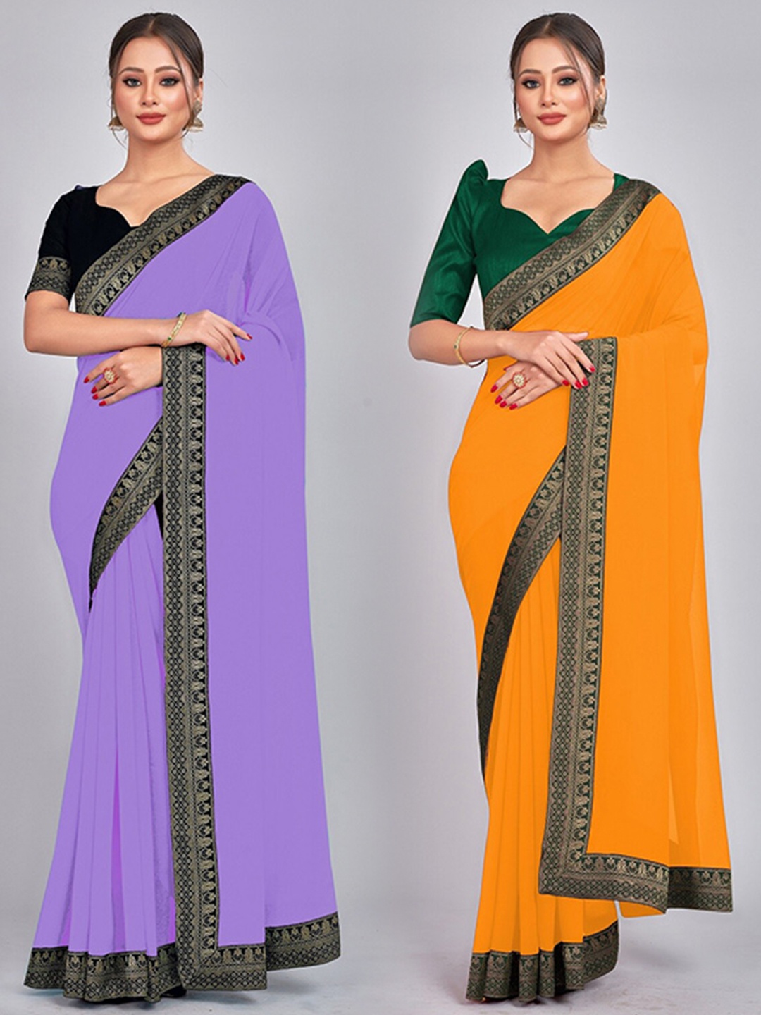 

CastilloFab Zari Pure Georgette Saree, Lavender