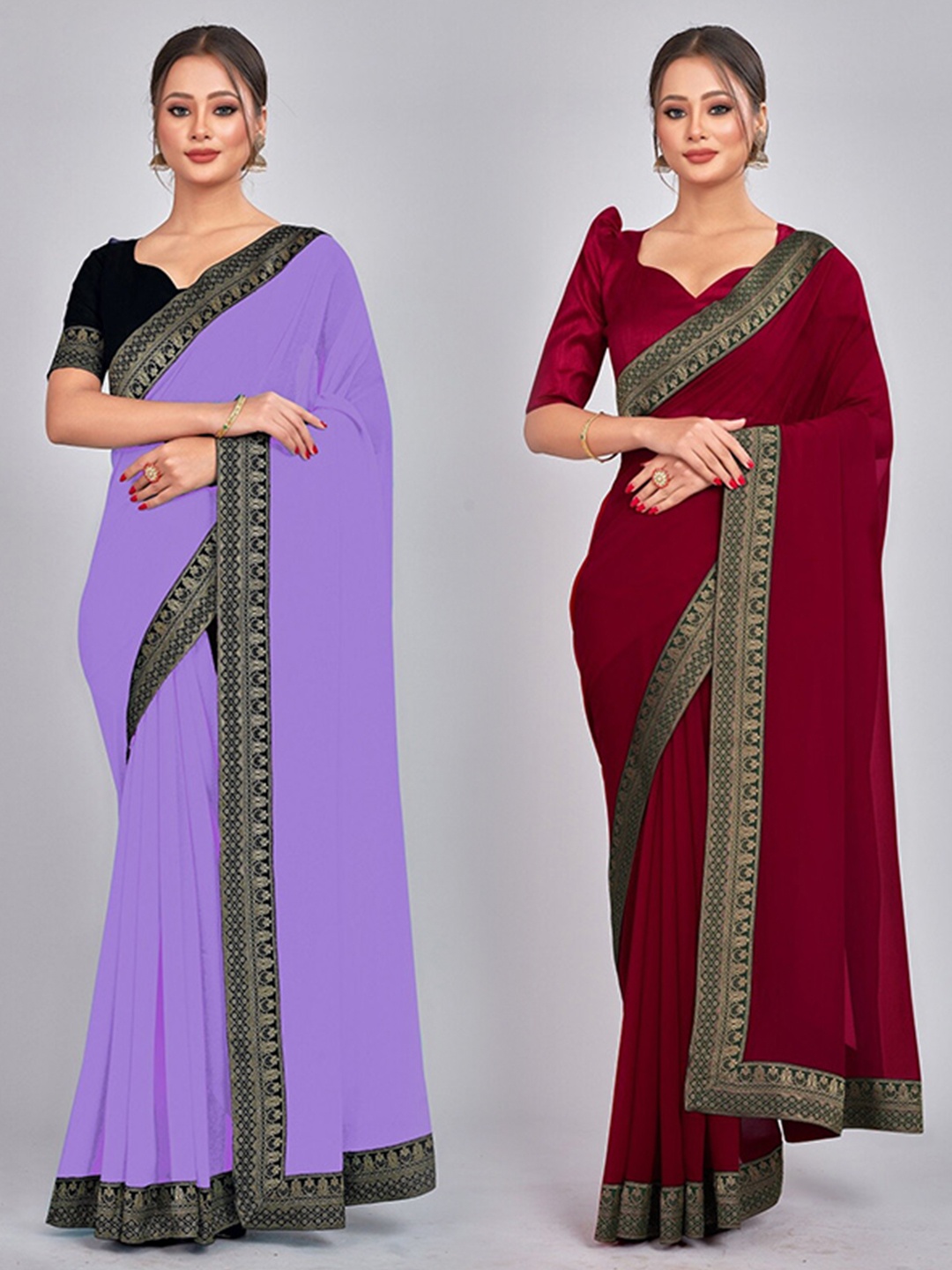 

CastilloFab Woven Design Pure Georgette Saree, Lavender