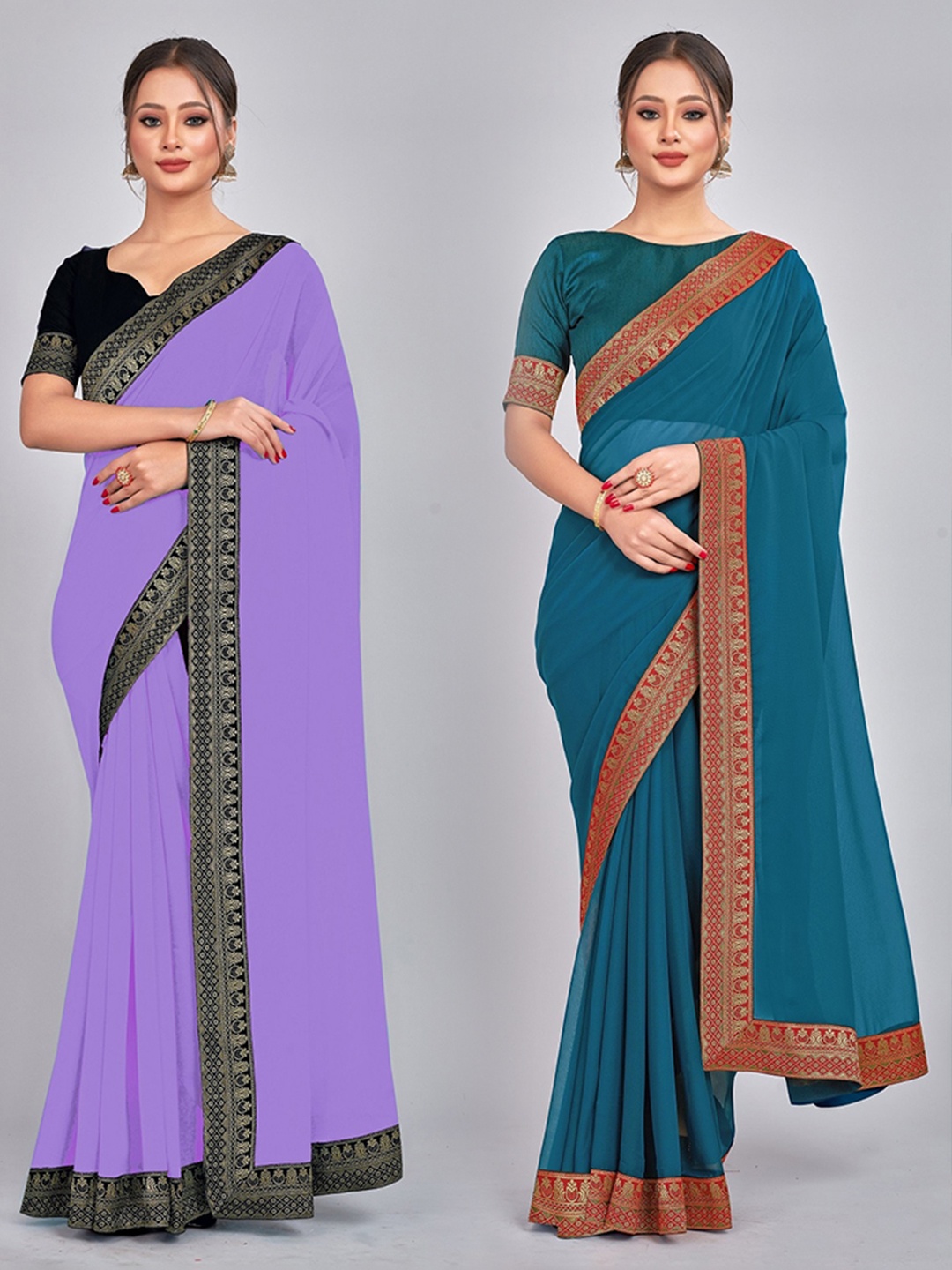 

CastilloFab Woven Design Pure Georgette Saree, Lavender
