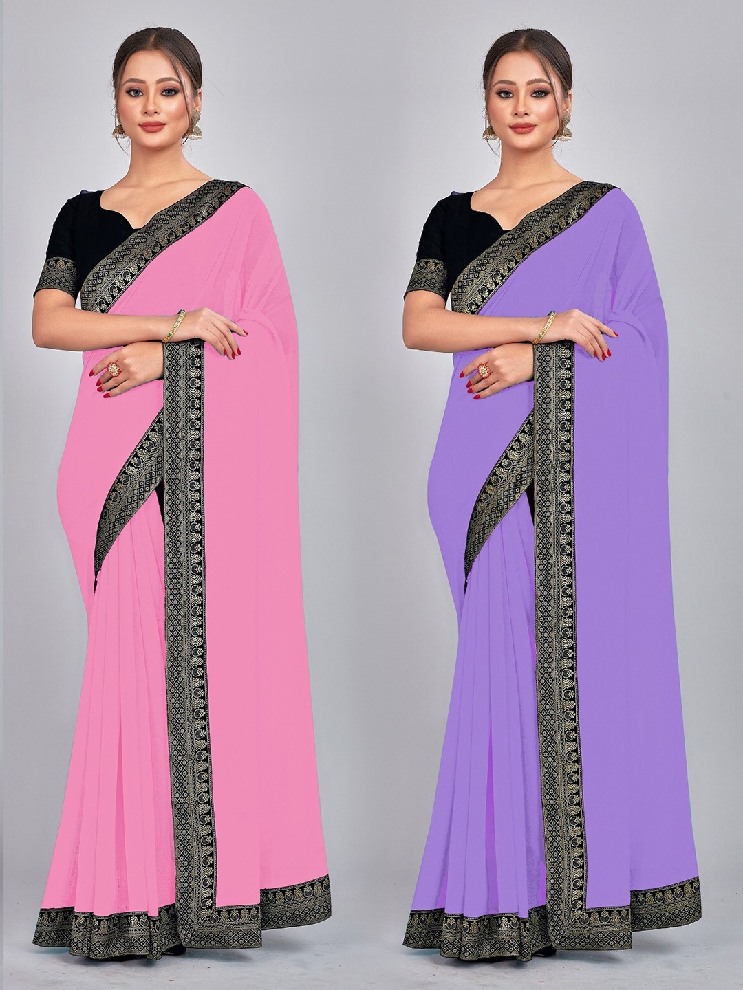

CastilloFab Zari Pure Georgette Saree, Lavender