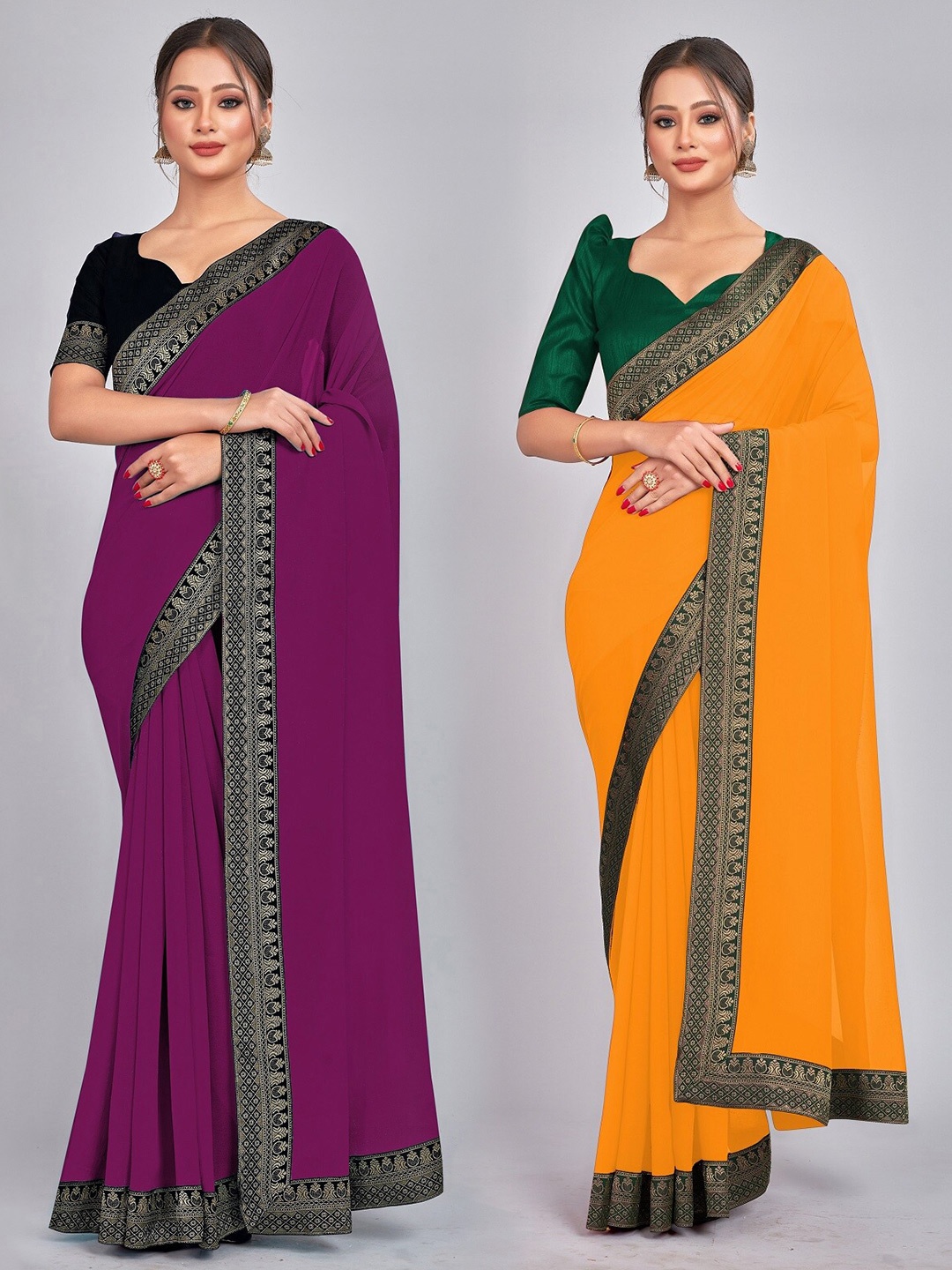 

CastilloFab Zari Pure Georgette Saree, Burgundy