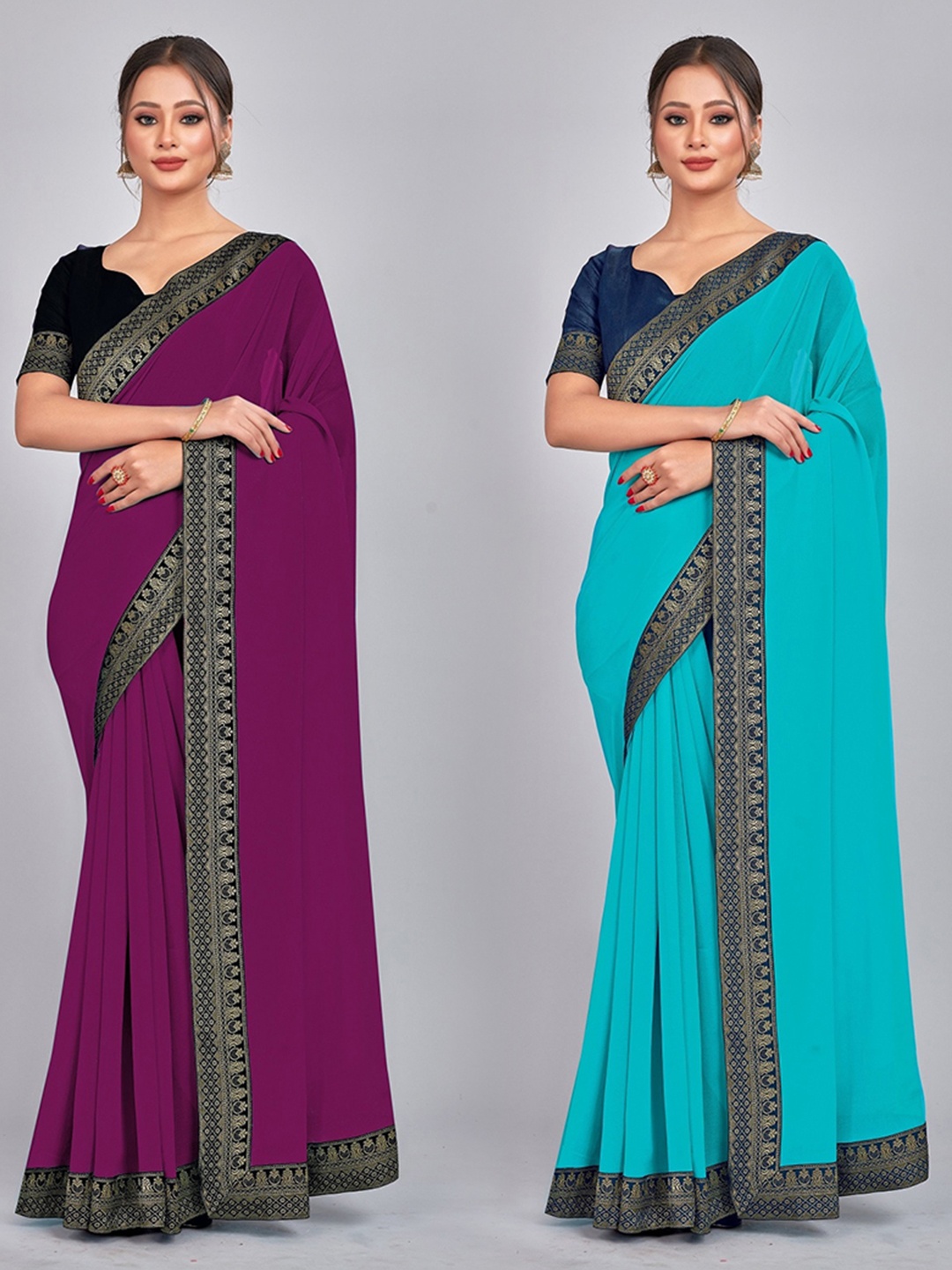 

CastilloFab Zari Pure Georgette Saree, Burgundy