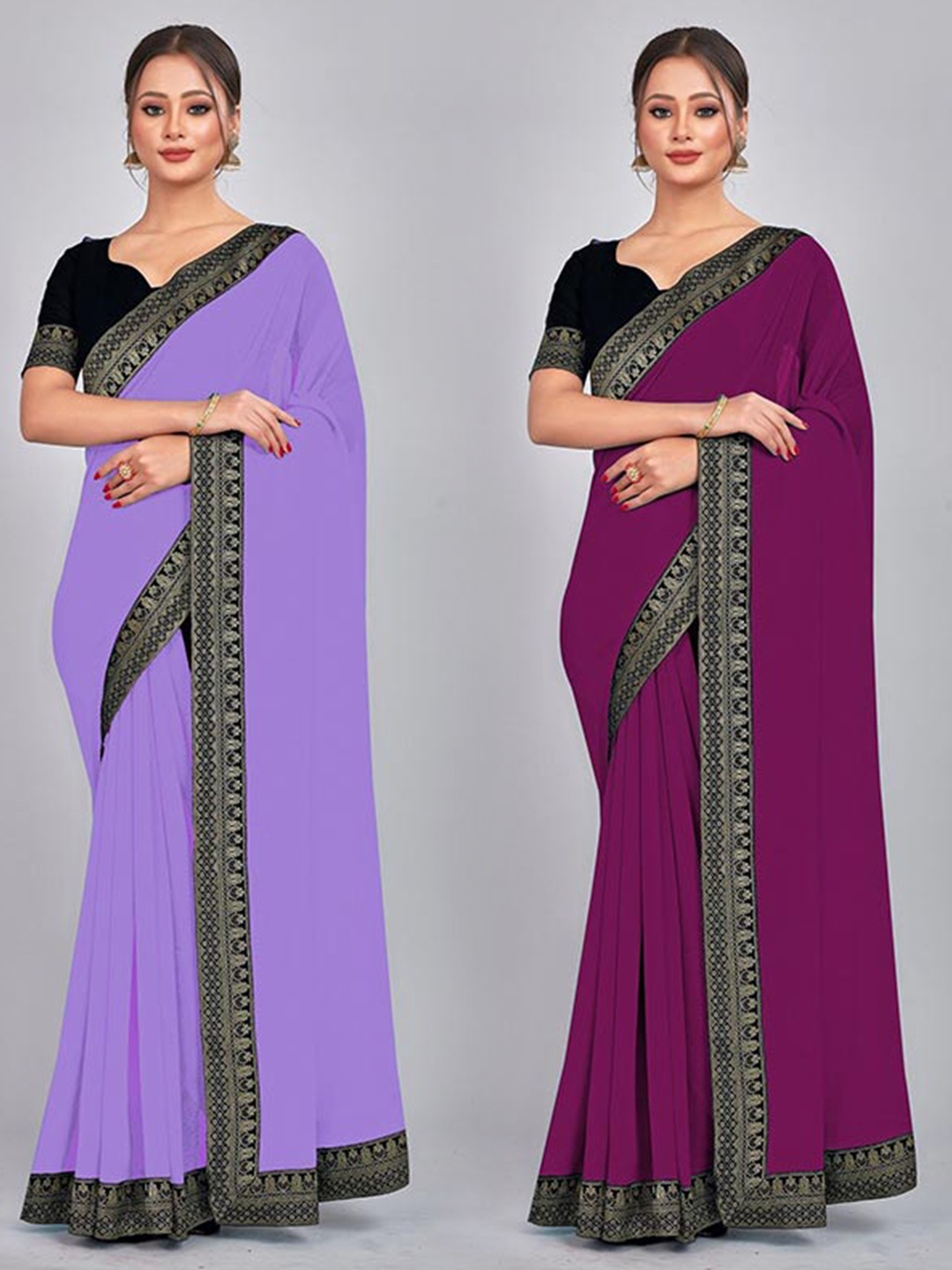 

CastilloFab Zari Pure Georgette Saree, Lavender