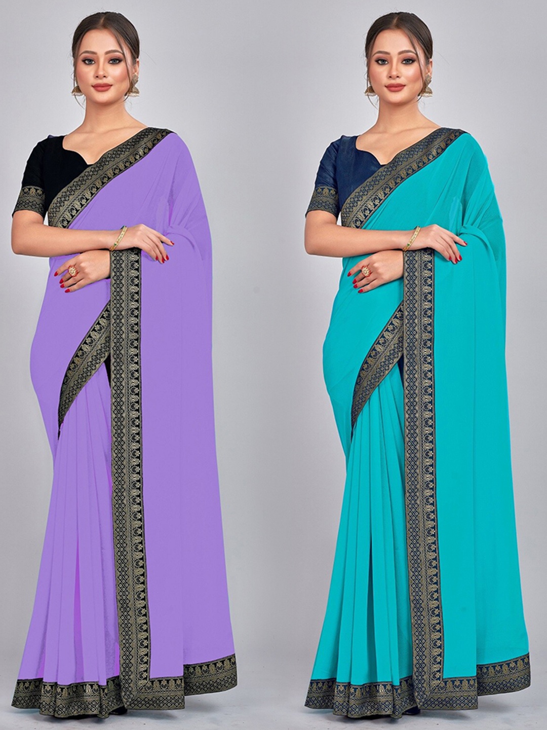 

CastilloFab Zari Pure Georgette Saree, Lavender