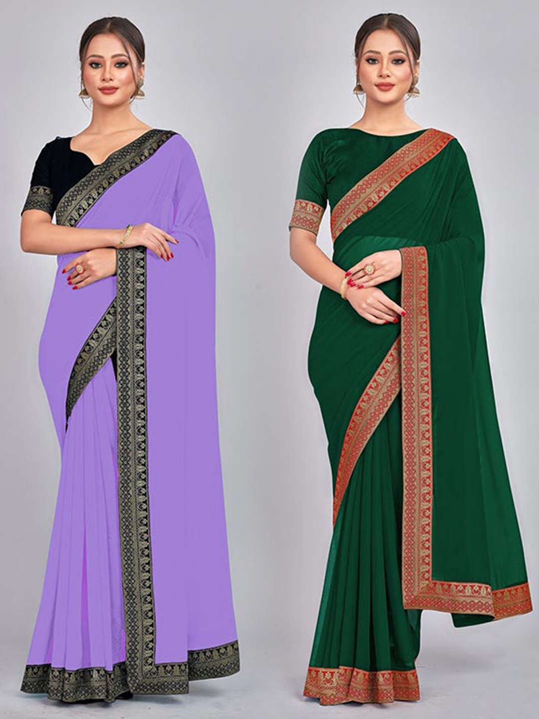 

CastilloFab Zari Pure Georgette Saree, Lavender