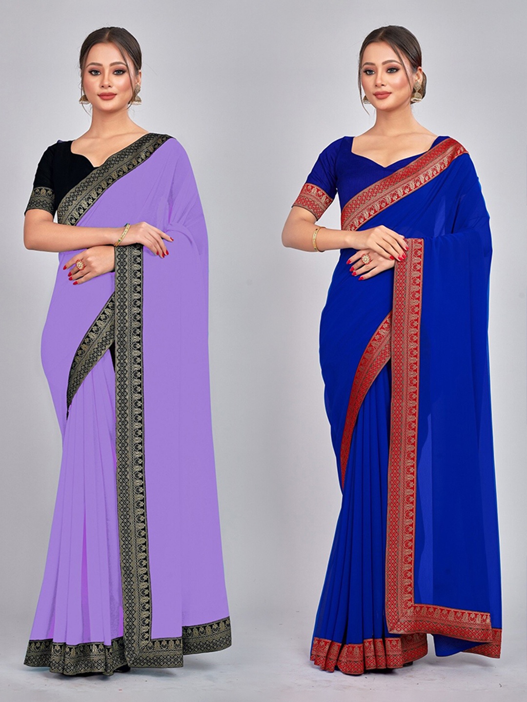

CastilloFab Woven Design Pure Georgette Saree, Lavender