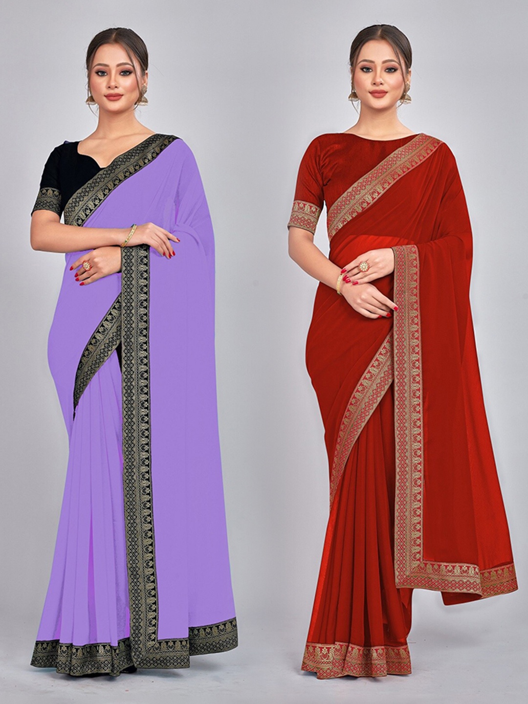 

CastilloFab Zari Pure Georgette Saree, Red